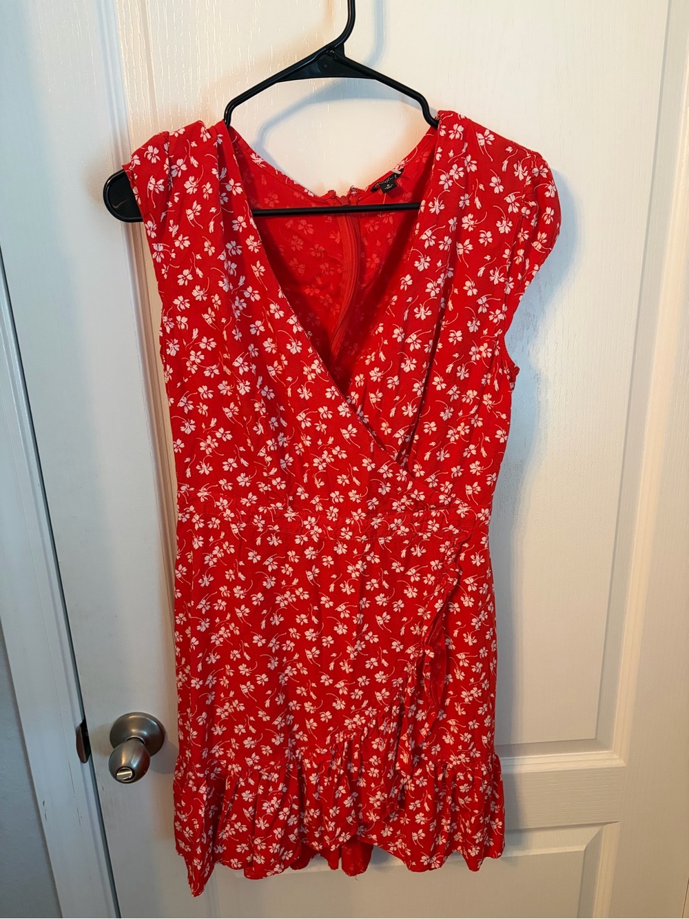 J. Crew Red Floral Wrap Mini Dress